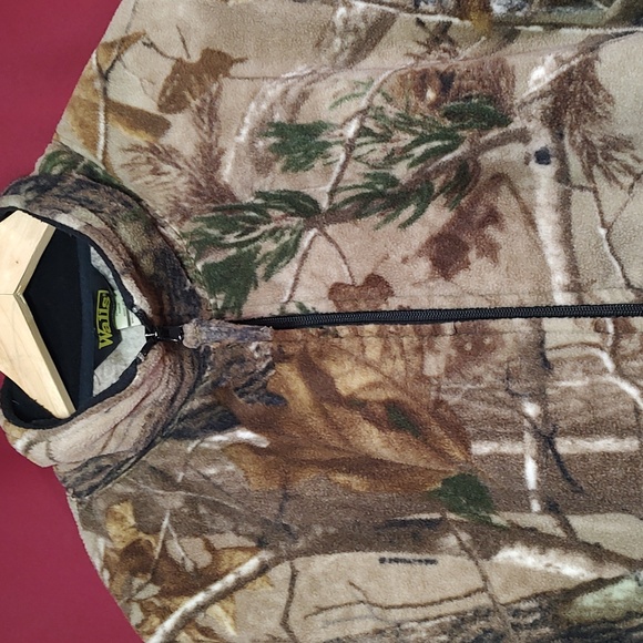 Fleece Jacket WALLS Mens Hunting Camouflage Full Zip Pockets Lightweight - Mediu - Picture 2 of 11